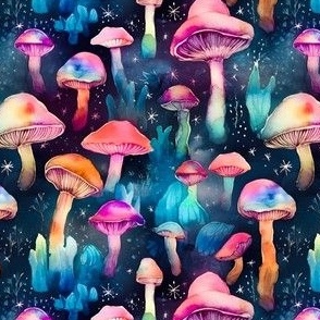 Trippy Mushrooms Fabric, Wallpaper and Home Decor