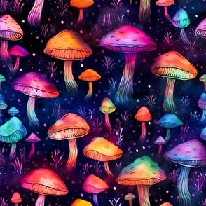 Trippy Mushrooms - Cute Neon Psychedelic Mushrooms