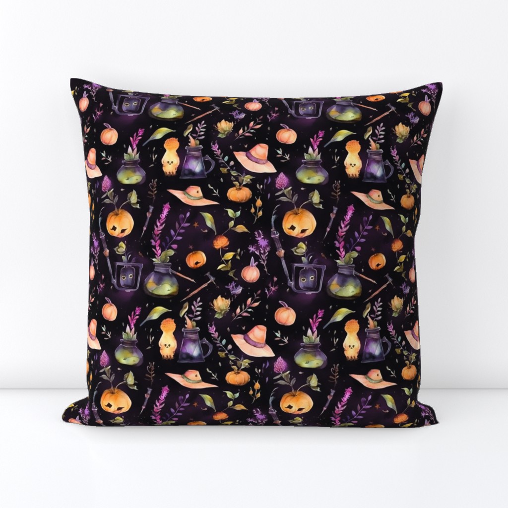 Halloween Aesthetic Whimsical Witchcraft Watercolor - Spooky Witchy Things