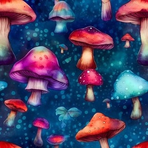 Cute Neon Magic Mushrooms - Cool Large Scale Shroom Design - Trippy Mushrooms
