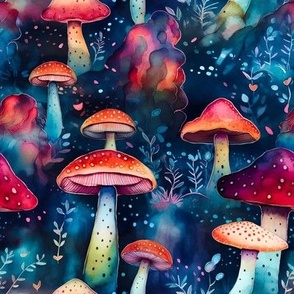Cute Poisonous Red Mushrooms - Trippy Mushrooms Psychedelic Art