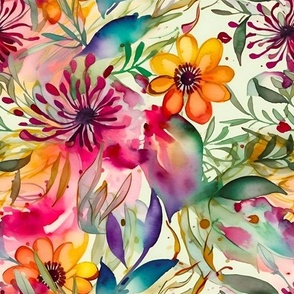 Tropical Flowers - Colorful Summery Floral Watercolor Drawing