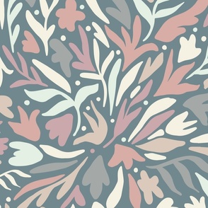 Abstract leaves and florals neutral color palette