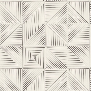 Line Quilt _ Creamy White_ Purple-Brown-Gray _ Geometric