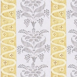 zig zags and rosettes in yellow and silver 