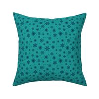Small - Navy Winter Snowflakes on Aqua Blue with Grey Texture