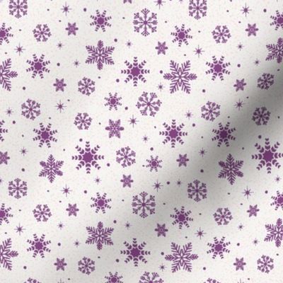 Small - Plum Purple Winter Snowflakes on Ivory with Pink Texture