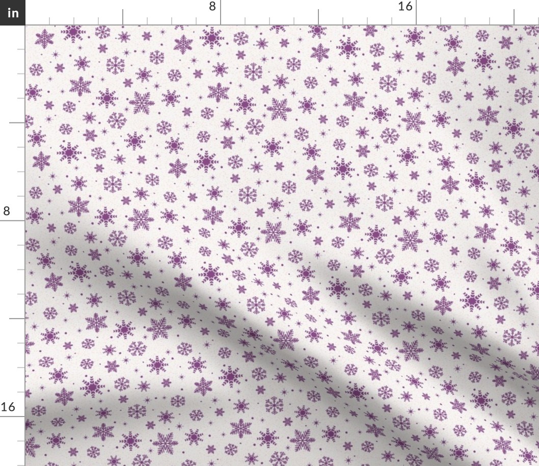 Small - Plum Purple Winter Snowflakes on Ivory with Pink Texture
