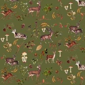 Deer in the Woods Olive // small