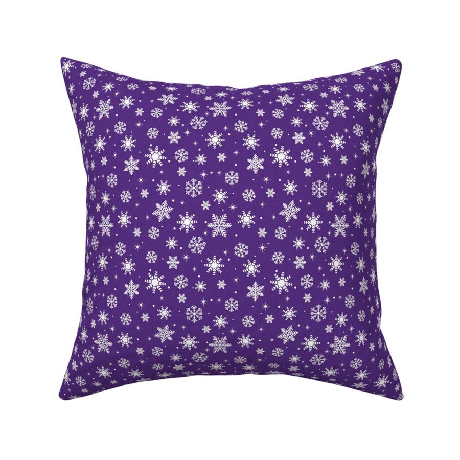 Small - White Winter Snowflakes on Violet Purple with Pink Texture