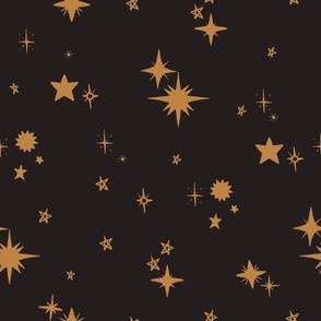 Nocturnal Black Sky Celestial Constellation Shimmering Golden Stars Wallpaper