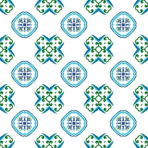 Blue tiles,Sicilian,majolica, mosaic art 