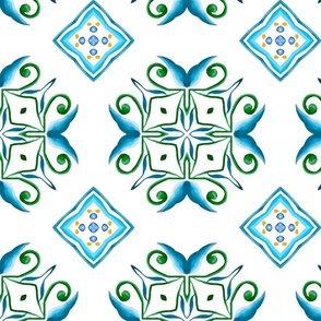 Blue tiles,Sicilian,majolica, mosaic art