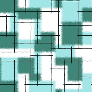 Rectangles and lines - Green, teal, cyan, white - Medium