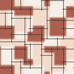 Rectangles and lines - Brown, white - Medium