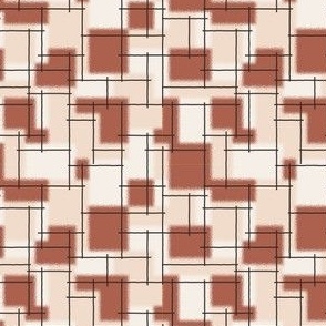 Rectangles and lines - Brown, white - Small