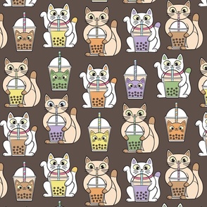 bubble tea cats in coffee brown
