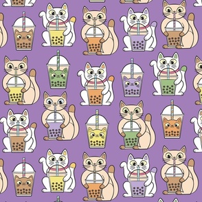 bubble tea cats in taro purple