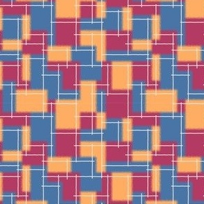 Rectangles and lines - Orange, pink, blue - Small