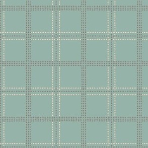 Doodle Plaid double: Celadon & Taupe Dotted Plaid