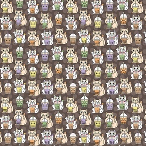 bubble tea cats small with brown coffee dots