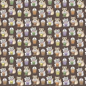 bubble tea cats small in coffee brown