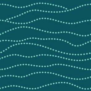 Horizontal stripes of light teal dots on dark ocean green, sea waves