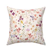 Mae's Wildflowers Md – Watercolor Floral, Spring Flower Butterfly Garden (pearl)