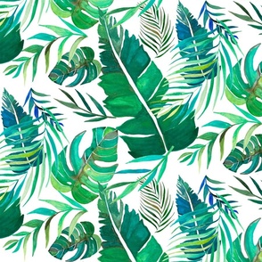 Watercolor Tropical Leaves Collection on White