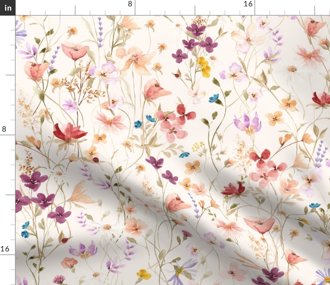 Mae's Wildflowers LG – Watercolor Floral, Spring Flower Garden (pearl)