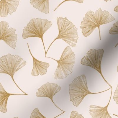 Ginkgo Biloba drawing - brown FABRIC