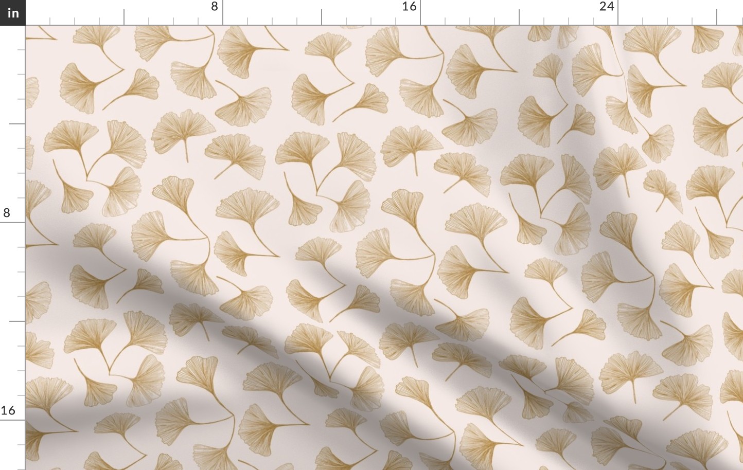 Ginkgo Biloba drawing - brown FABRIC