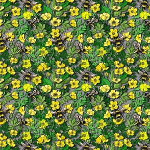 Buttercup Field Abloom (small scale Grey)