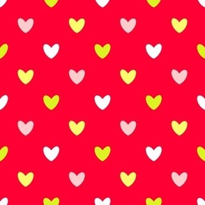 Hearts on a Red Background Pattern - Medium Scale