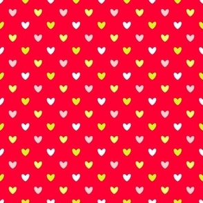 Hearts on a Red Background Pattern - Small Scale