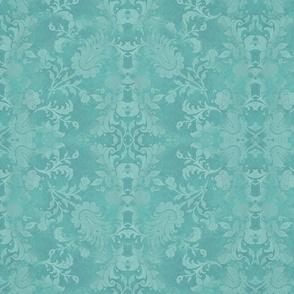 Vintage Victorian Chintz Damask Pattern Turquoise Teal Smaller Scale