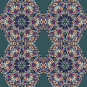 hexagon star patchwork - teal