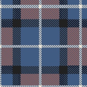 classic Tartan with blue, with rost brown black and Eggshell - large scale