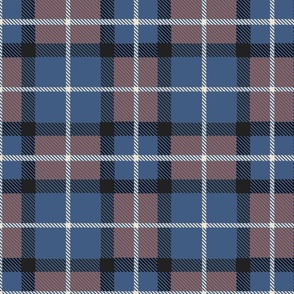 classic Tartan with blue, with rost brown black and Eggshell - medium scale