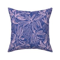 Lychee fruit tropical summer block print in bright and bold purple and lavender