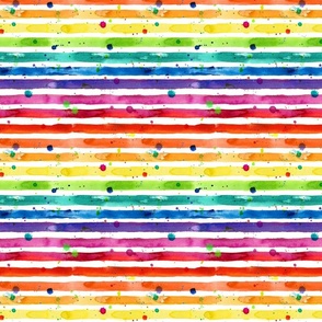 rainbow stripe in bright watercolor horizontal 8in