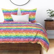 rainbow stripe in bright watercolor horizontal 12in