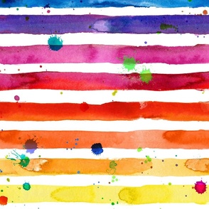 rainbow stripe in bright watercolor horizontal 24in