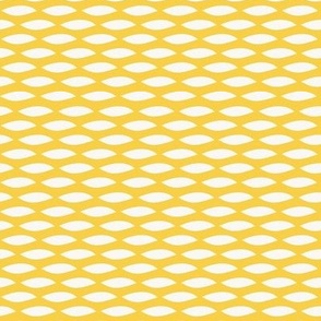 Small-scale, geometric, bird seed print in yellow and off white
