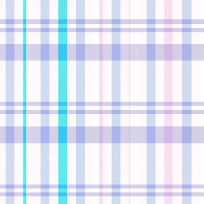 Catriona Plaid Pattern - Bright Blue, Purple, Pink, White - Spring Tartan Collection Fabric
