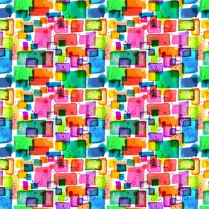 rainbow watercolor squares 8in