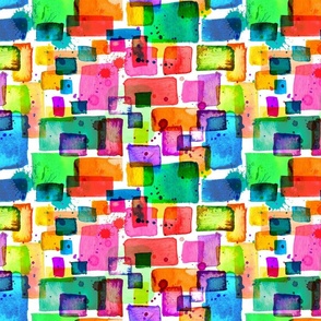 rainbow watercolor squares 12in