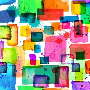 rainbow watercolor squares 24in