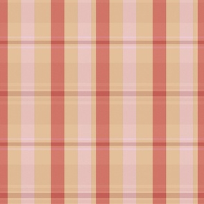 Artair Plaid Pattern - Deep Yellow, Red, Light Pink - Spring Tartan Collection Fabric