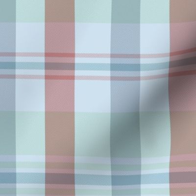 Artair Plaid Pattern - Light Blue, Mint Green, Dark Pink- Spring Tartan Collection Fabric